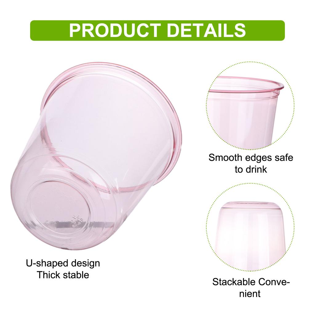100 Adet 12Oz/360Ml Pembe Tek Kullanımlık Bardaklar Şeffaf Plastik Kokteyl Bardakları Tatlı Bardakları İçki Bardakları Pembe Parti Şarap Bardakları Düğün İçin