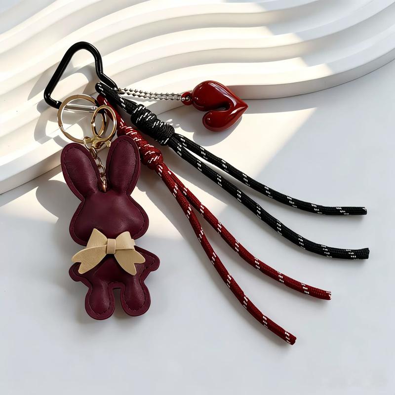 Bag Charm New PU Leather Bunny Decoration Key Holders Hanging Charm Solid Bag Pendant Accessories Gift
