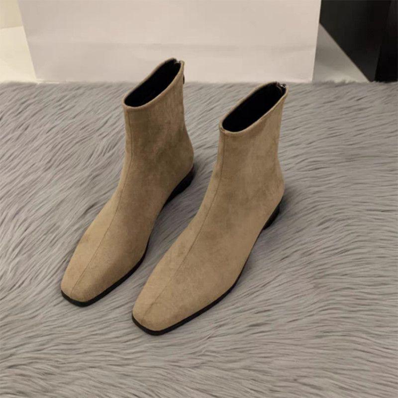 2025 Women's French Chunky Heel Ankle Boots - New Autumn/Winter Slimming Martin Stacked Boots