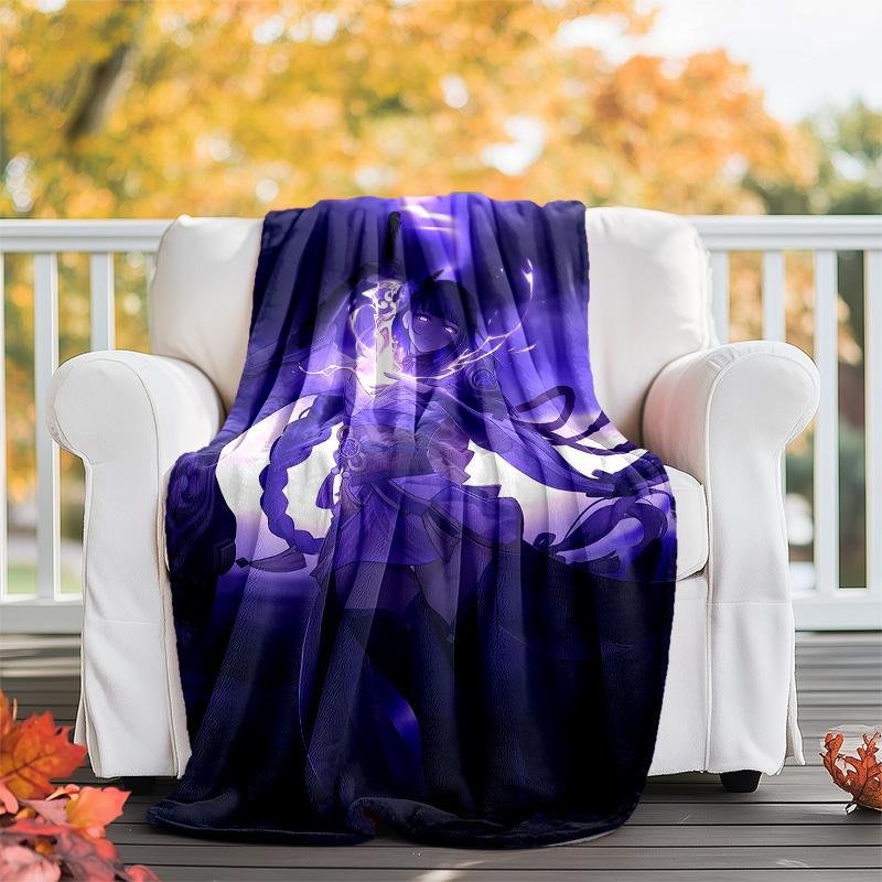 1pc Genshin Impact Beelzebul2 Theme Blanket - Digital Print, Polyester, Cozy for All Seasons, Perfect for Outdoor, Camping, and Travel