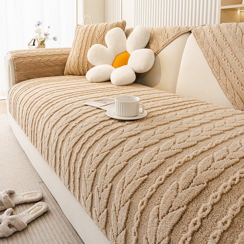 Cream-Style Thickened Soft Fleece Sofa Cushion One-Piece Non-Slip Seat Cover For Fall Winter Cozy Warm Sofa Pad