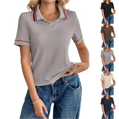 Dam Casual Modetopp Retro Sportrandig Kortärmad T-shirt Topp