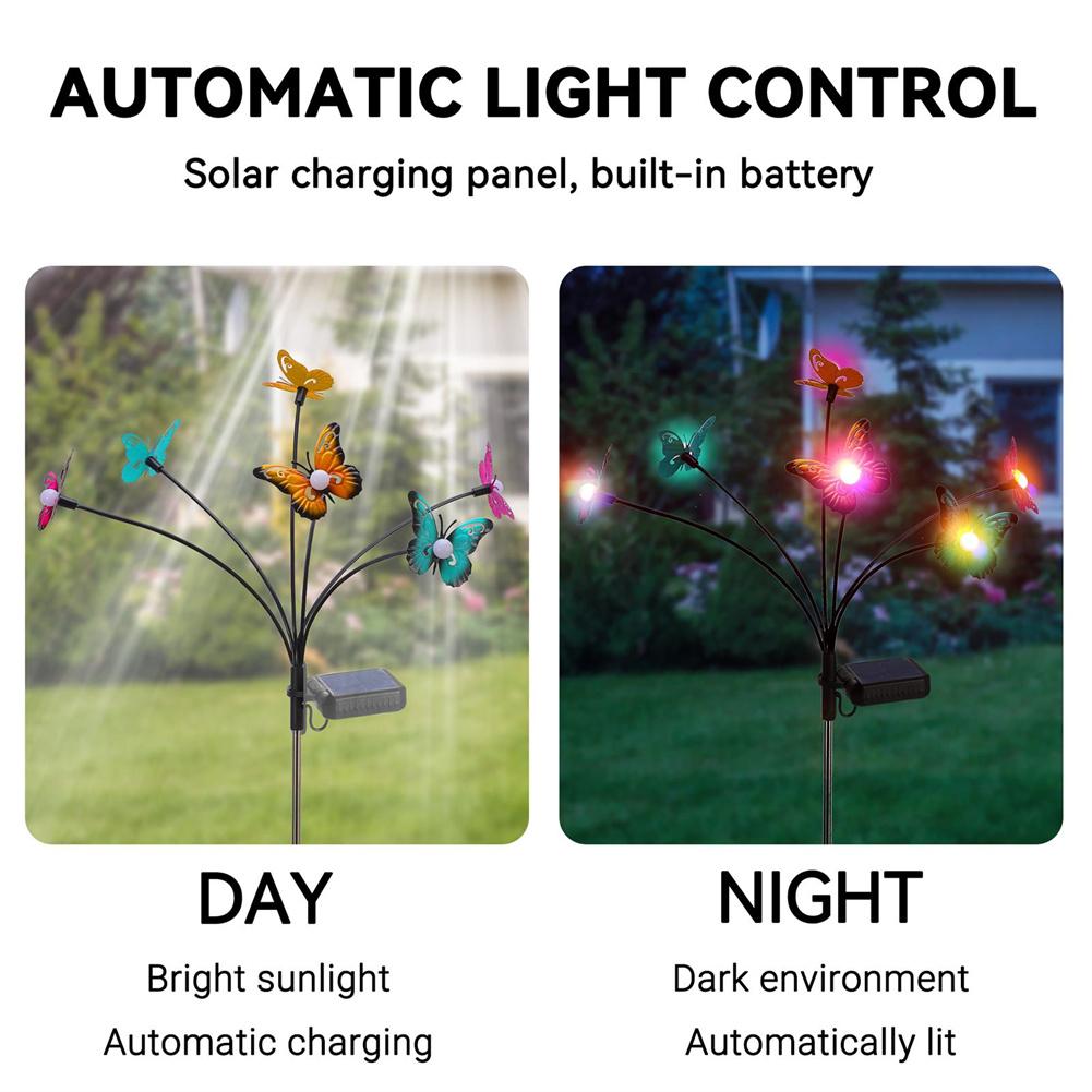 Solar Garden Lights Solar Outdoor Butterfly Lights Wind Swaying Outdoor Lights For Outside Fence Yard Lawn Garden Decor