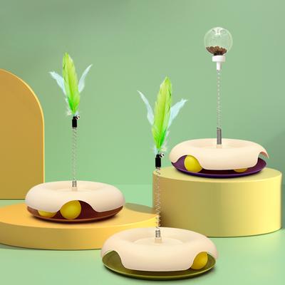 Pet Leakage Play Plate  Funny Cat Stick Leakage Food Turntable  Funny Cat Track Ball  Cat Toys Self-pleasure Cat Supplies