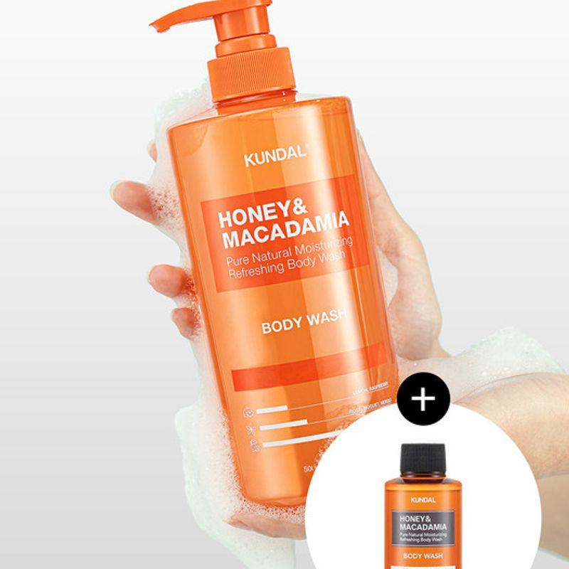KUNDAL Honey & Macadamia Pure Body Wash 500ml x 2 (choose your scent) Clean Soap