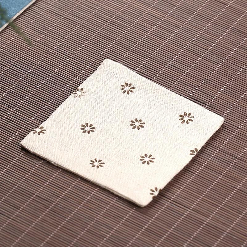 Cotton and Linen Kung Fu Tea Coasters Simple Solid Color Square Coaster Anti-scald Absorbent Heat Insulation Mat Home Mats