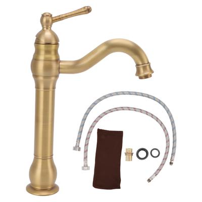 Torneira de Lavatório Estilo Europeu Retrô Design de Cabacinha em Latão com Mangueira e Junta Torneira para Lavatório de Banheiro para