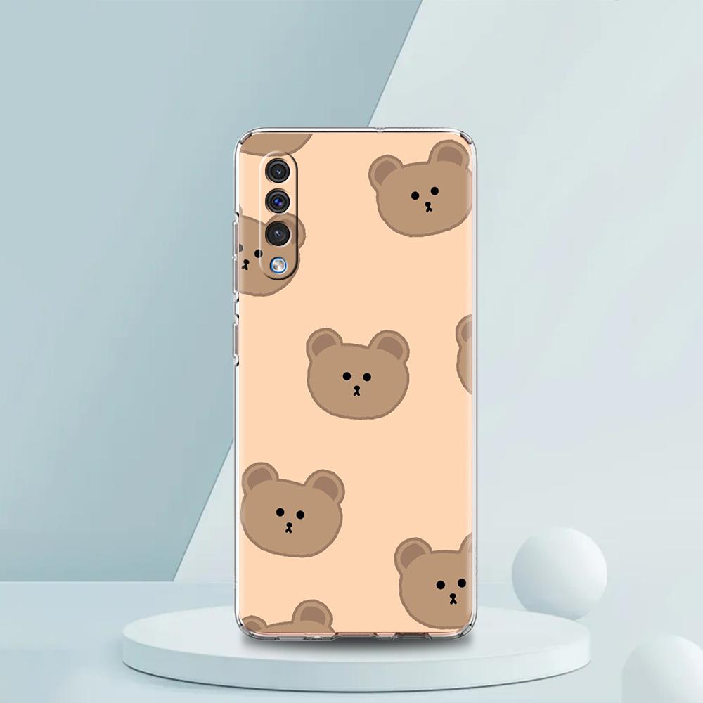 Cute BEAR Phone Case For Samsung A54 A52 A50 A70 A10 A30 A40 A20S A20E A02S A12 A14 A22 A42 A72 A34 A32 5G A04s Soft Clear Cover