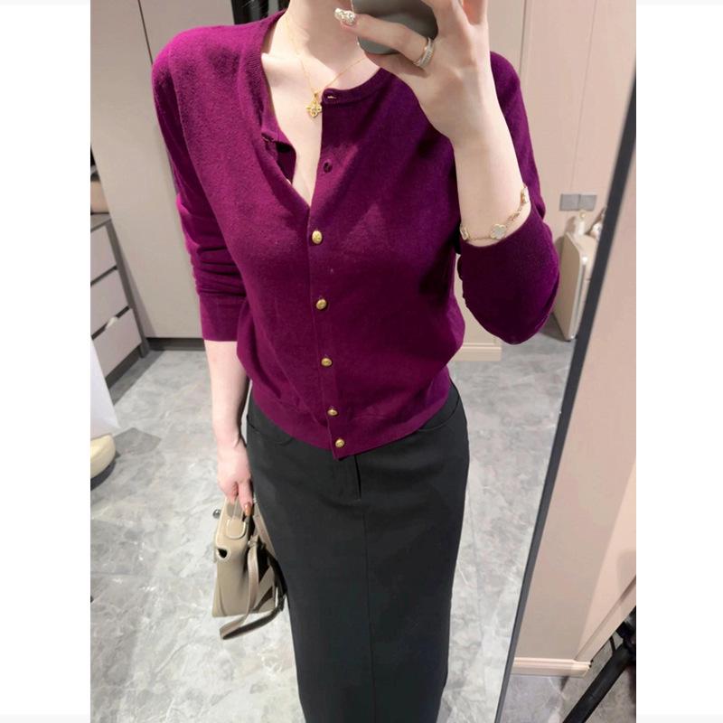 Women's Autumn/Winter Soft Knitted Cardigan Coat with Small Gold Buttons - Elegant and Stylish Sweater.