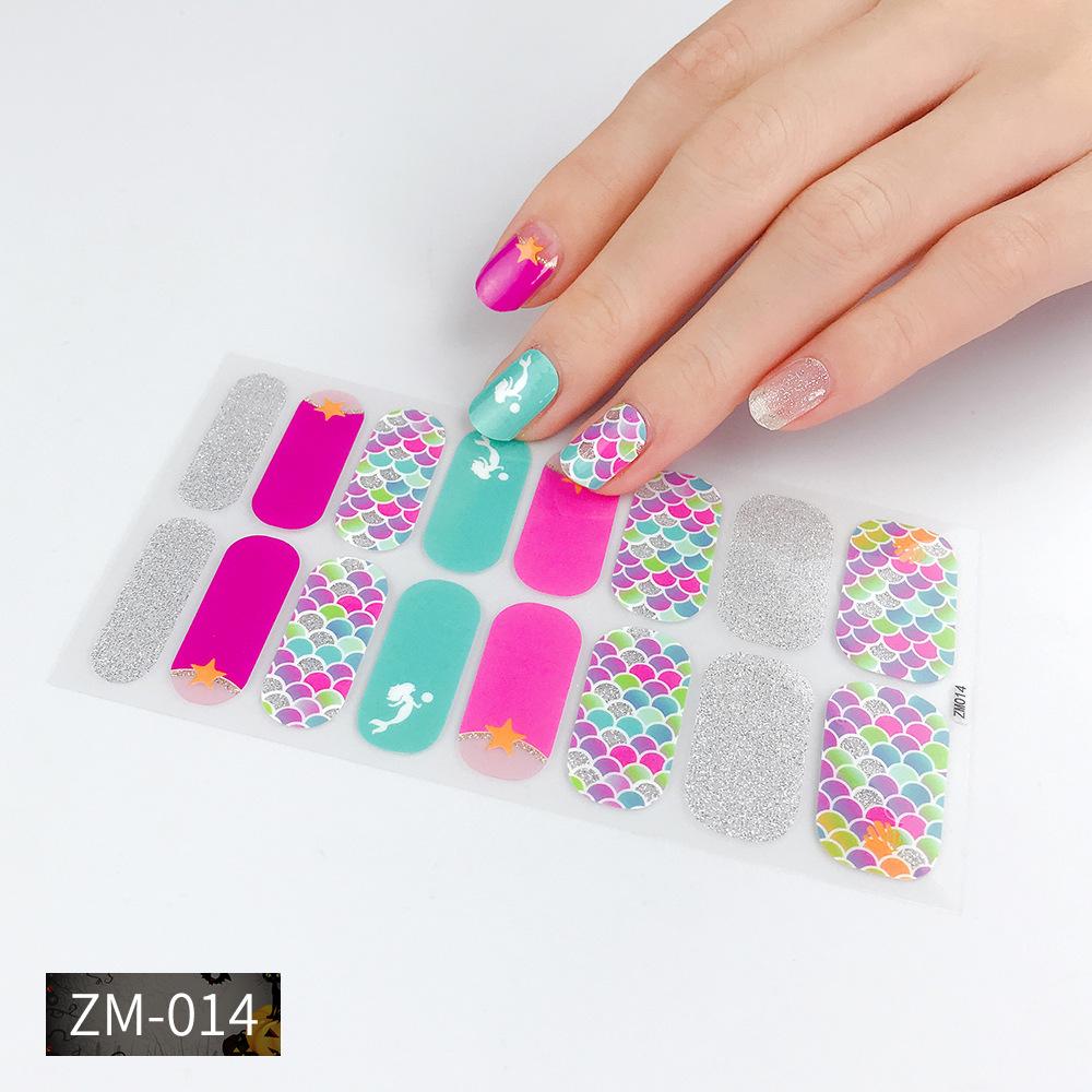 ZM Full Cover No-Cure Gel Nail Wraps, Halloween Style Autumn Winter Nail Stickers, Nail Patch Films
