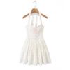 New French Retro Sweet Floral Fishbone Waist Lace Splicing Lace Fluffy Neck Dress Dress