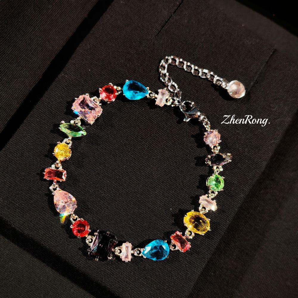 

Exquisite Dopamine Forest Colorful Zircon Bracelet Unique Design Luxury Fashion Candy Color Womens Jewelry
