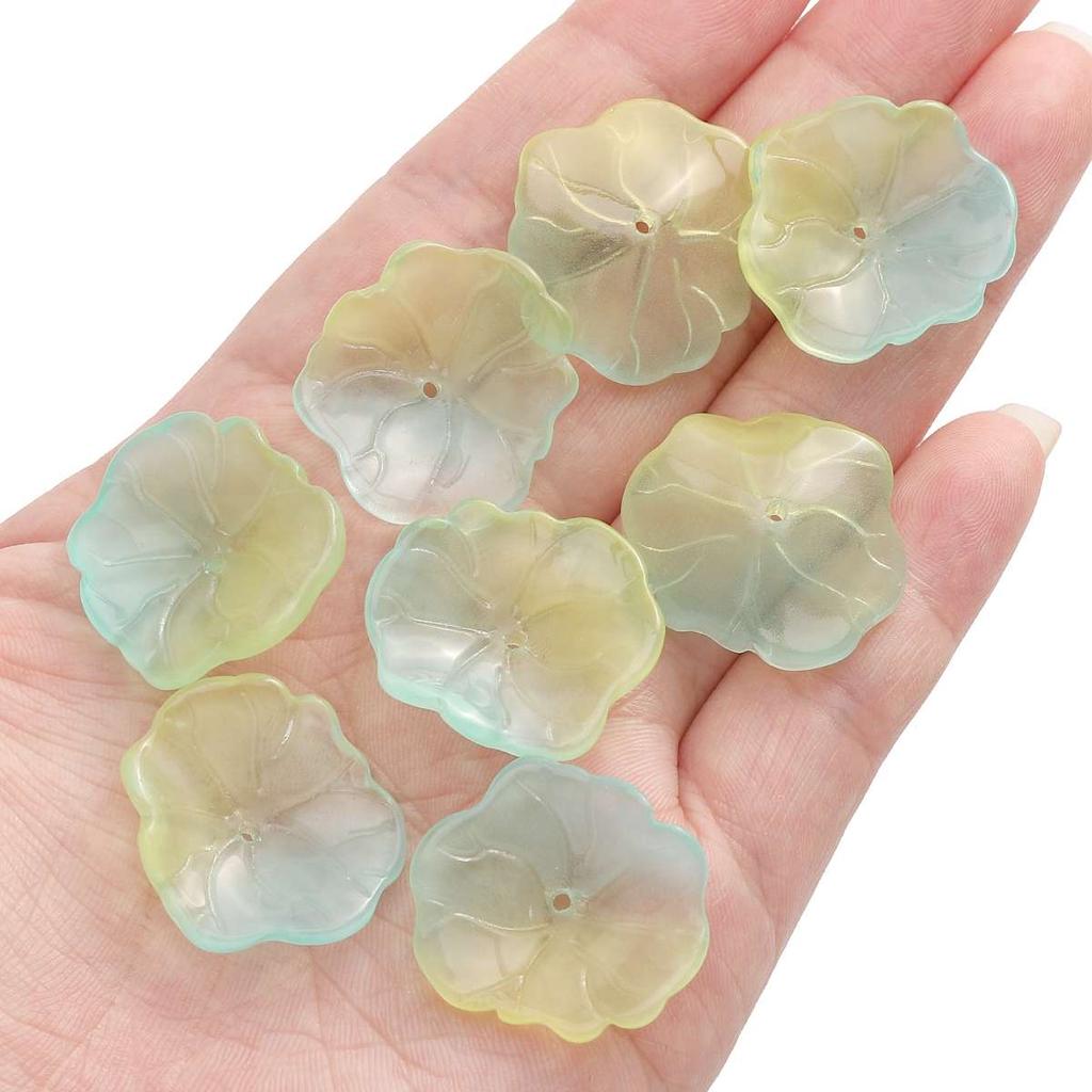 5pcs [22x25mm] Three-dimensional Lotus Leaf Beads Transparent Half-Color Lotus Leaf  Glass Accessories DIY Handmade