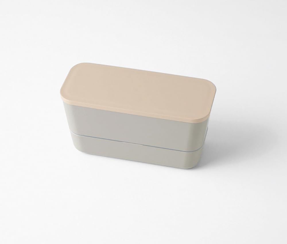 Takenaka SUKITTO Lunch Bento Made in Two-Tier Box, Japan, Gray, (Top Tier) 380ml, (Bottom Tier) 220ml, T-36398