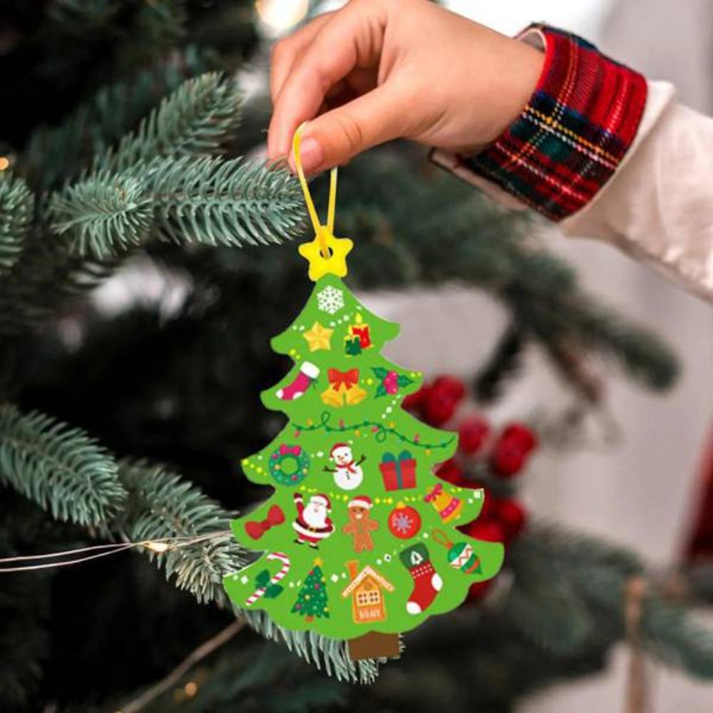 1 Set 3D Christmas Tree Craft Kit Decorative Paper Xmas Tree Hanging Ornaments  Christmas Party