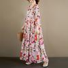 DIMANAF New 2026 Women Plus Size Spring Summer Beach Long Dress Elegant Lady Loose Oversize Maxi Floral Print