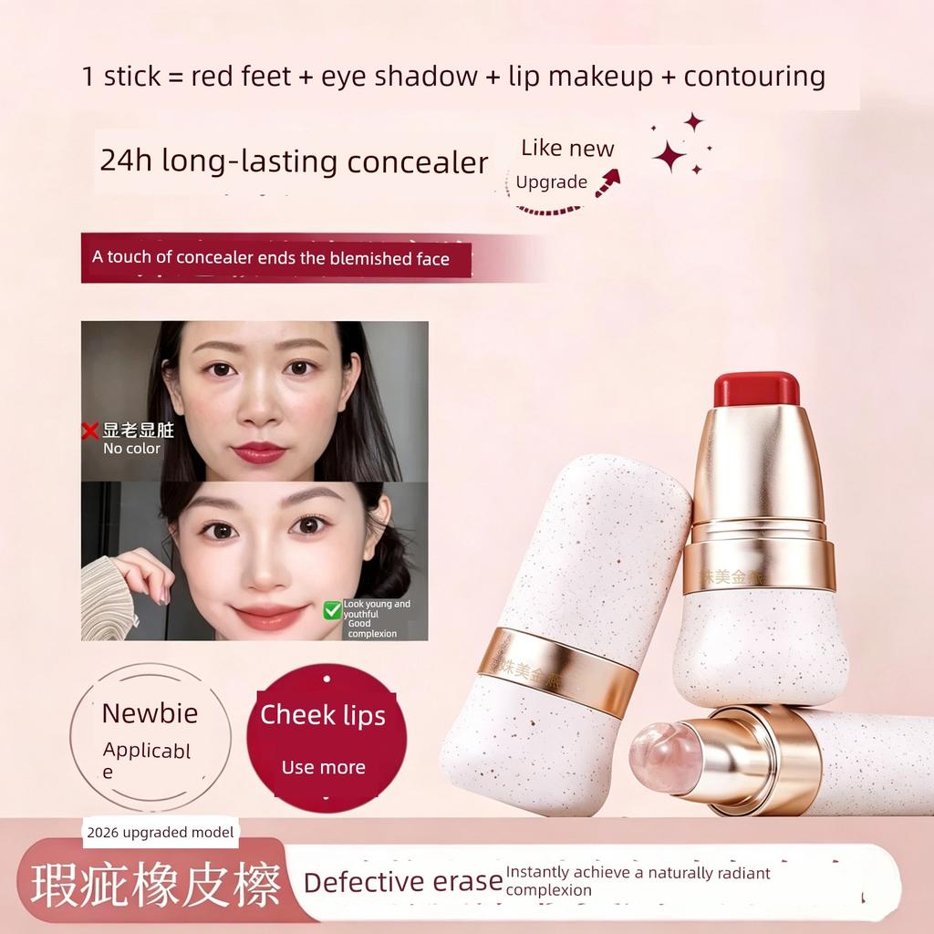 Multi-Use Blush Stick, Concealer, Eyeshadow, Lipstick, Four-In-One, Covers Tear Troughs, Nasolabial Folds, Dark Circles, Genuine Product