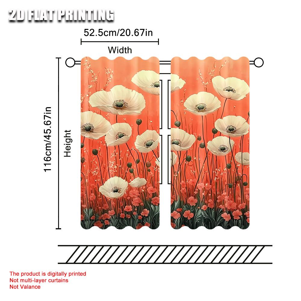 2pc     Curtain Flowers and Plants (9) Fabric  Without Electricity Birthday Party Perfect for Seasonal Decorations