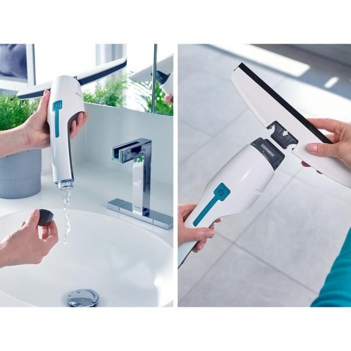 Aspirateur À Vitres Et Salle De Bains Leifheit Nemo 51030, Lave Vitres Électrique Avec Boîtier Étanche, Autonomie 45 Minutes, Blanc