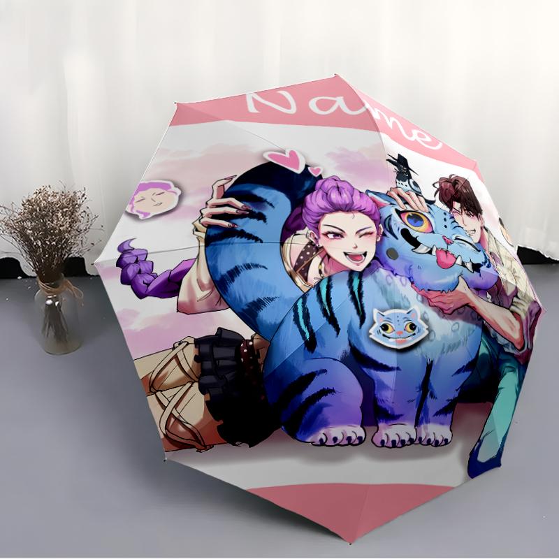 Personalized Name K-KPop Demon Hunters Print Umbrella - Automatic Open/Close, Eight-Rib Durable Frame, Automatic Folding Umbrella