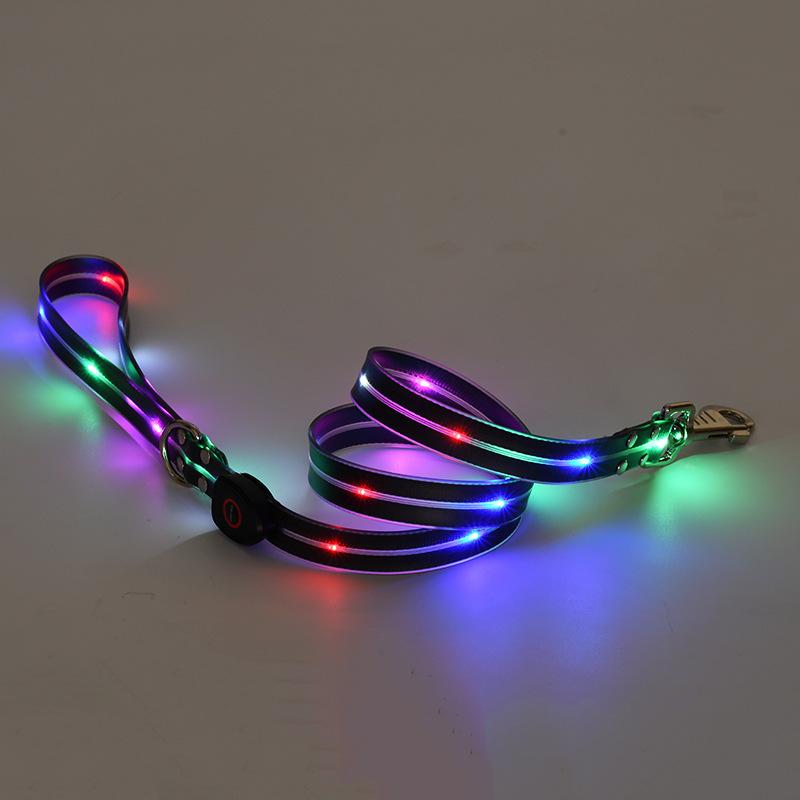 LED Leuchthalsband USB-Aufladung Haustierhalsband mit Licht PVC Geflochtenes Gurtband Hundeleine Leuchtendes Hundehalsband