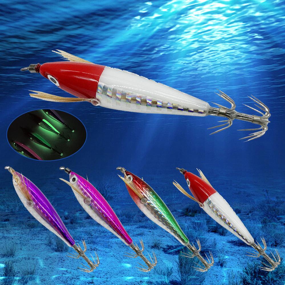 1-10PCS Squid Jig Fishing Lure Shrimp Prawn Luminous Glow in Dark Artificial Spinner Lure Fishing Tackle for Cuttlefish Octopus
