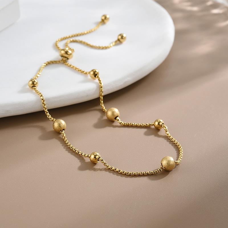 

Women s Simple DIY 18K Gold-Plated Titanium Steel Bead Bracelet