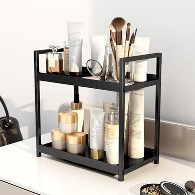 Yousheng Countertop Storage Rack Double Layers Heavy Duty Metal Home Office Living Room Kitchen Bathroom Cosmetics Organizer Holder