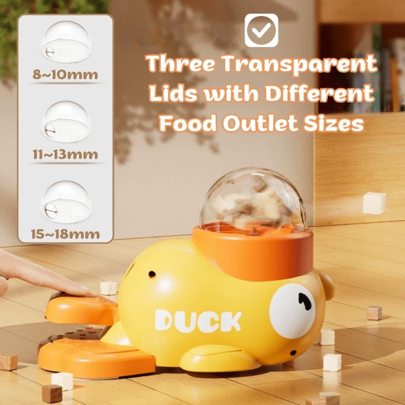 A Yellow Duck-Shaped Interactive Puzzle Toy for Cats And Dogs That Dispenses Treats, Without Battery