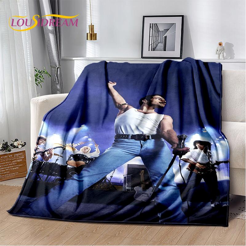 2025 Classics Queen-Rock-Band Freddie Blanket,Soft Throw Blanket for Home Bedroom Bed Sofa Picnic Travel Office Cover Gifts Kids