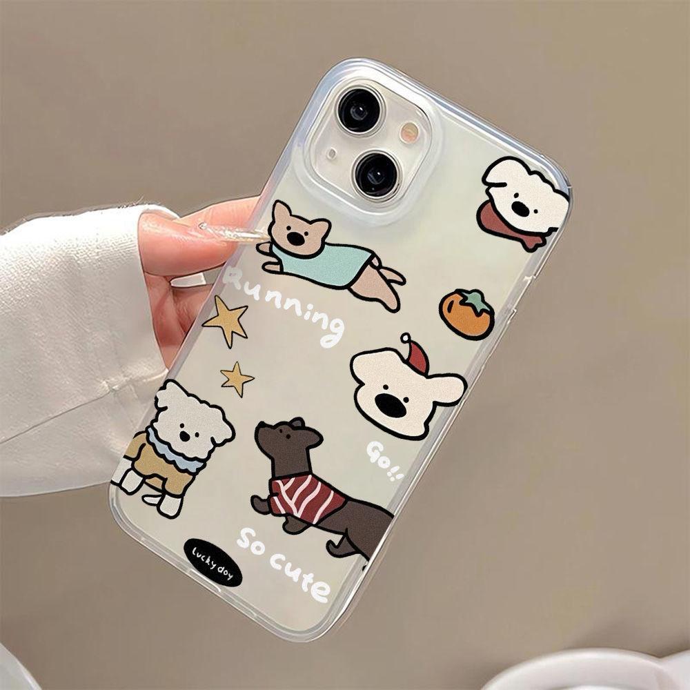 Cartoon dressing puppy for iPhone17promax Apple 16 matte phone case 17/15 anti-drop 14