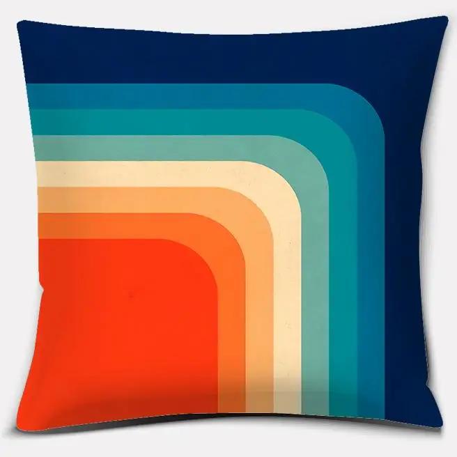 Retro Rainbow Geometric Color Series Pillow Cover Gift Home Office Decoration Bedroom Sofa Car Cushion