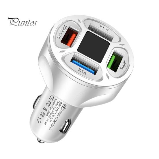 

Удобное зарядное устройство SCP/QC3.0 со стабильным выходом USB, 4 порта, автомобильное зарядное устройство, USB-разъем, принадлежности для транспортных средств белый
