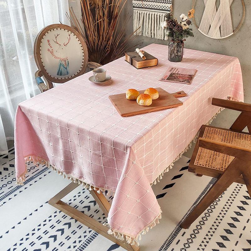 Plaid Cotton And Linen Tablecloth, Rectangular Table Fabric, Coffee Table Mat, Dustproof Cover