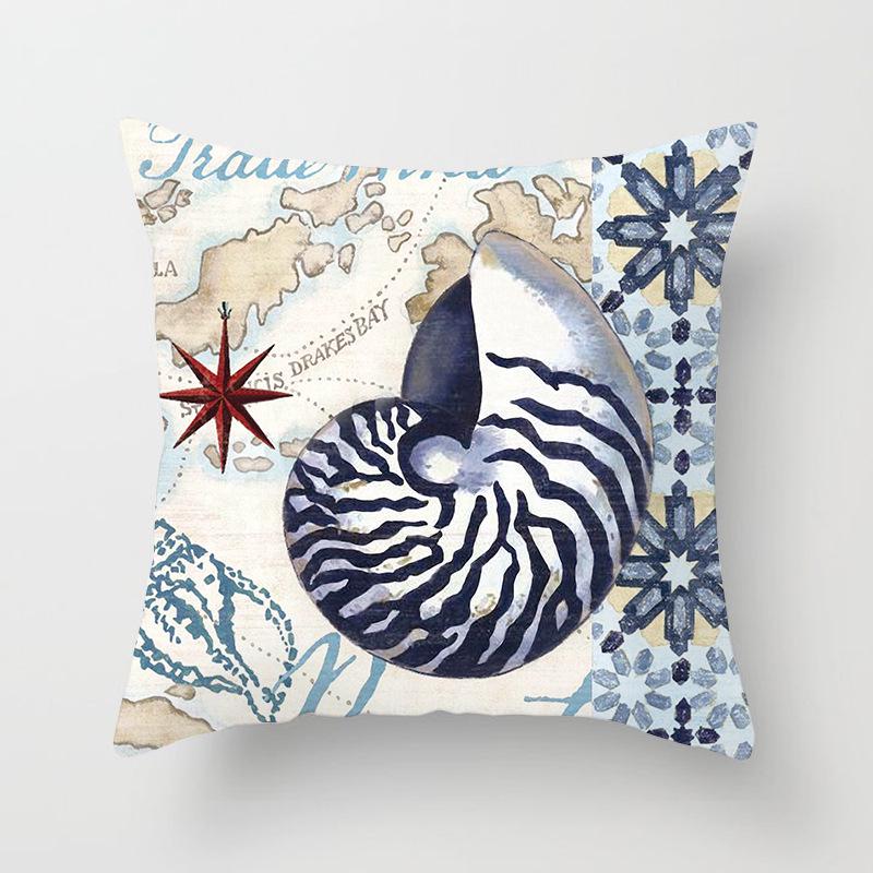 Retro Mediterranean Ocean Digital Print Peach Skin Pillow Cover Cushion Cover Wish Home Products Cushion Cover