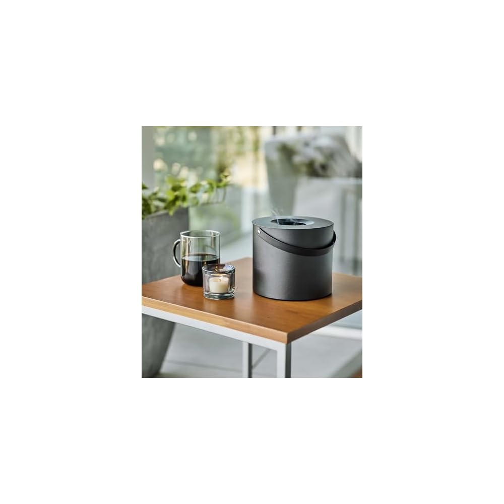 Yamazaki Tower Mosquito Coil Storage Pot, Round, Black, Approx. W17 x D17 x H14 cm (including lid
