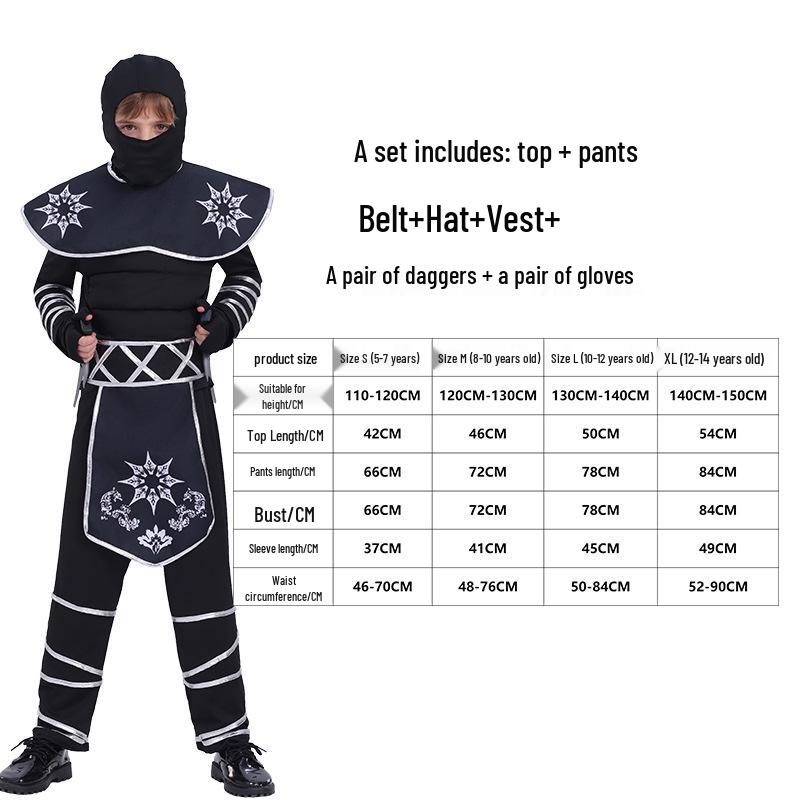 Gyermek Halloweeni Nindzsa Jelmez Cosplay Szett Szerepjátékhoz és Előadáshoz