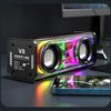 Transparent Mecha Speakers Bluetooth 5.0 Wireless Double Bass Diaphragm Subwoofer Music TWS RGB Light Mini Party Loudspeaker