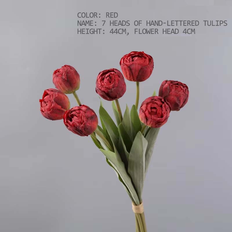 7 Heads High Quality Artificial Silk Cloth Tulip Flower Bundle For Wedding