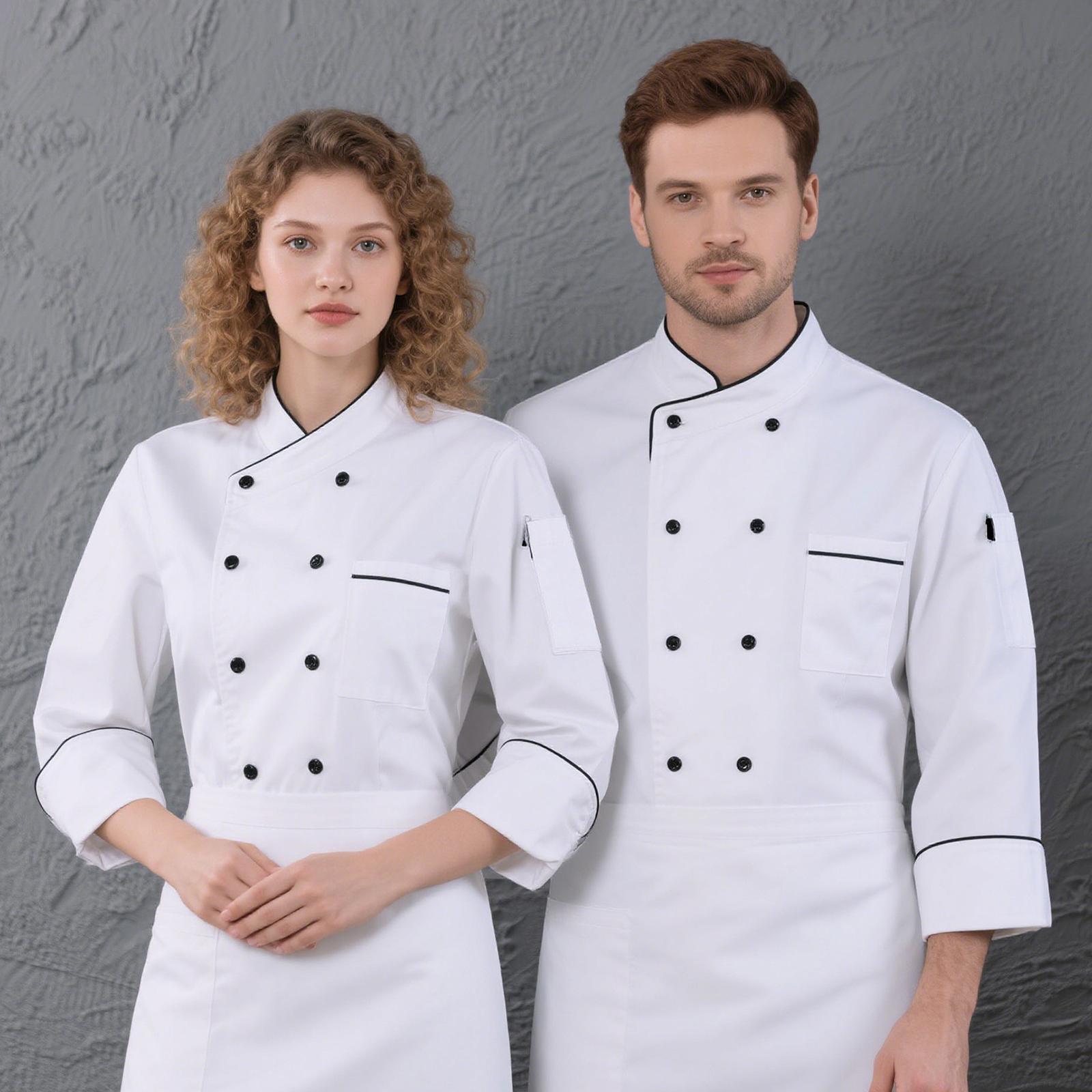 

Unisex Cardigan -Button Long-Sleeved Chef Uniform XL