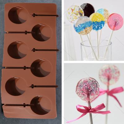 Reusable Heart-shaped Flower Round Lollipop Mold Chocolate Decoration Candy Pastry Tool Baking Supplies ADM
