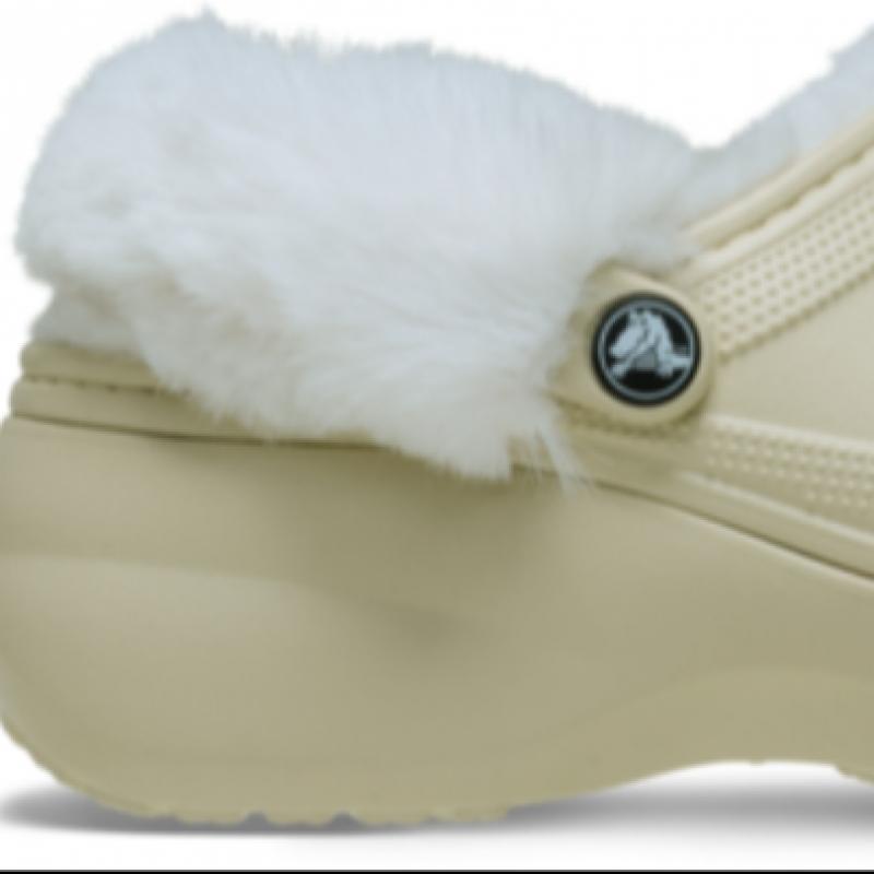 Crocs Classic Platform Fuzz Lined Clog Bone 212854 2y2