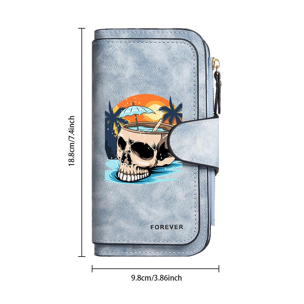 Summer Skull Pattern Long Wallet Fashion Daily Portable Card Holder