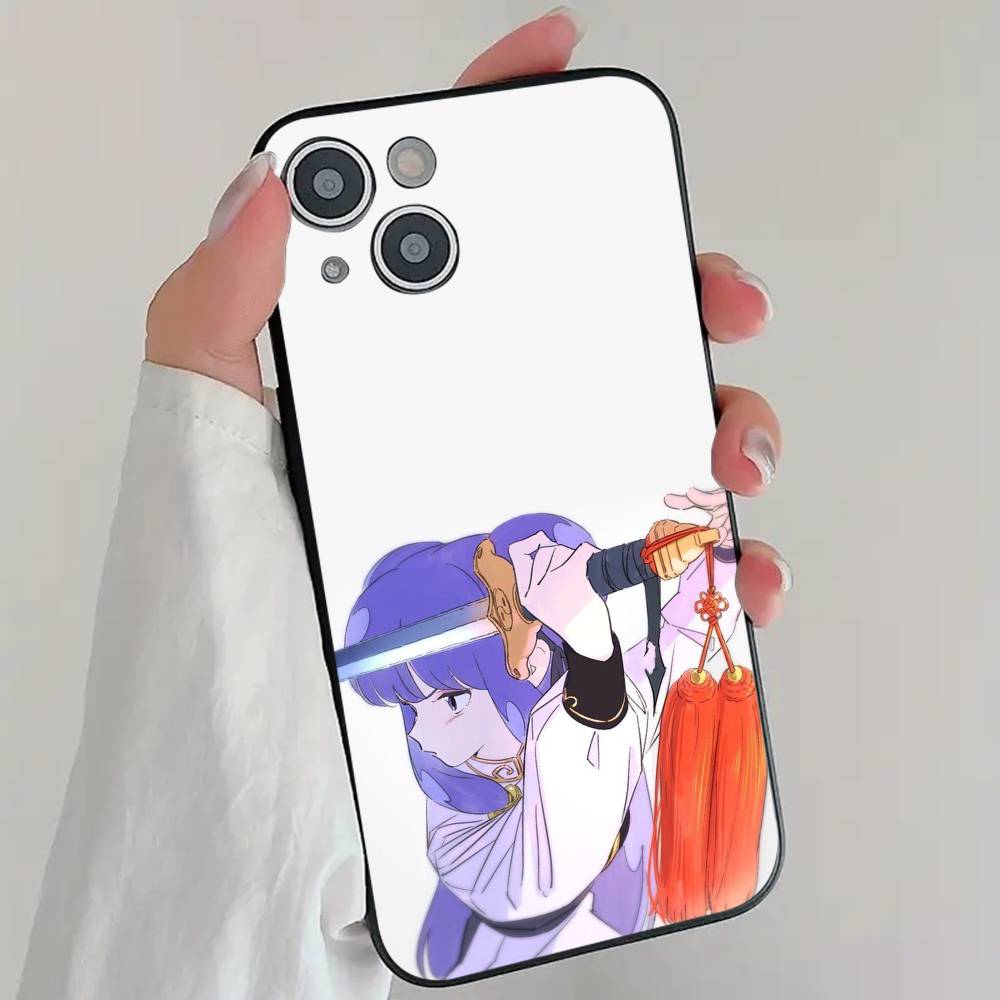 Kawaii S-Shampoo Funny Anime R-Ranma 1 2 Phone Case Cool Black Silicone Soft For IPhone 16 15 14 13 12 11 X XR Plus Pro Max Plus