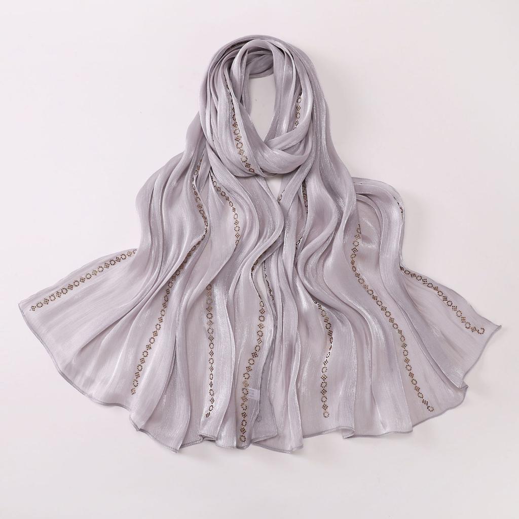 Shimmer Silk Hijab Scarf For Women Crinkle Hijabs  Diamond Luxury Medine Silk Veil Muslim Women Shiny Shawl Turban Bandana