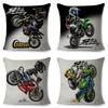 Kissenbezug mit Cartoon-Sportmotorradmotiv, farbenfroher, extremer Motorrad-Kissenbezug für Sofa, Zuhause, Auto, 45 x 45 cm