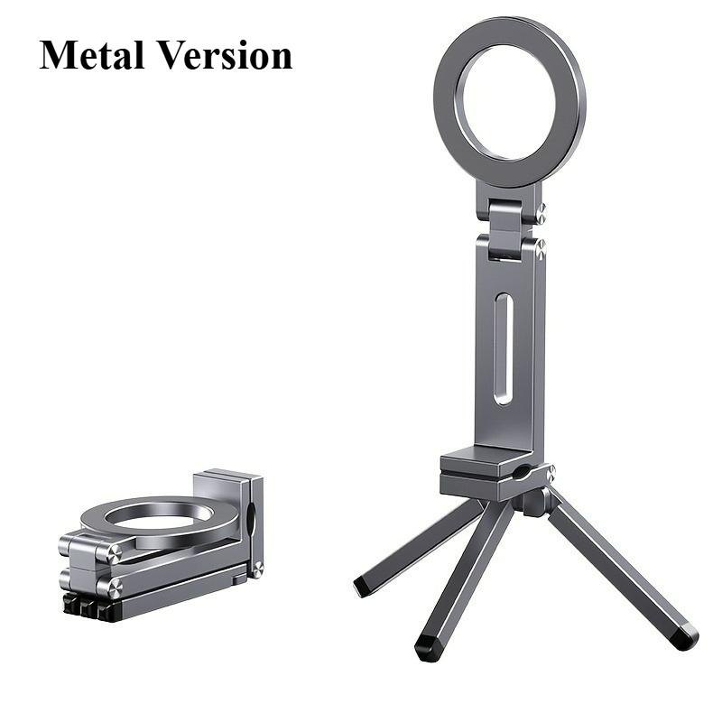 1pc Portable Magnetic Tripod Stand, Rotating Plastic/Metal Phone Holder for Travel - Use On Airplane Train Seat, Live Streaming