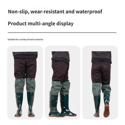 Launching Rain Shoes Water Boots Waterproof, Wear-resistant and Non-slip Fishing Over Knee Soft Sole Cloth Half Body Wading Shoes