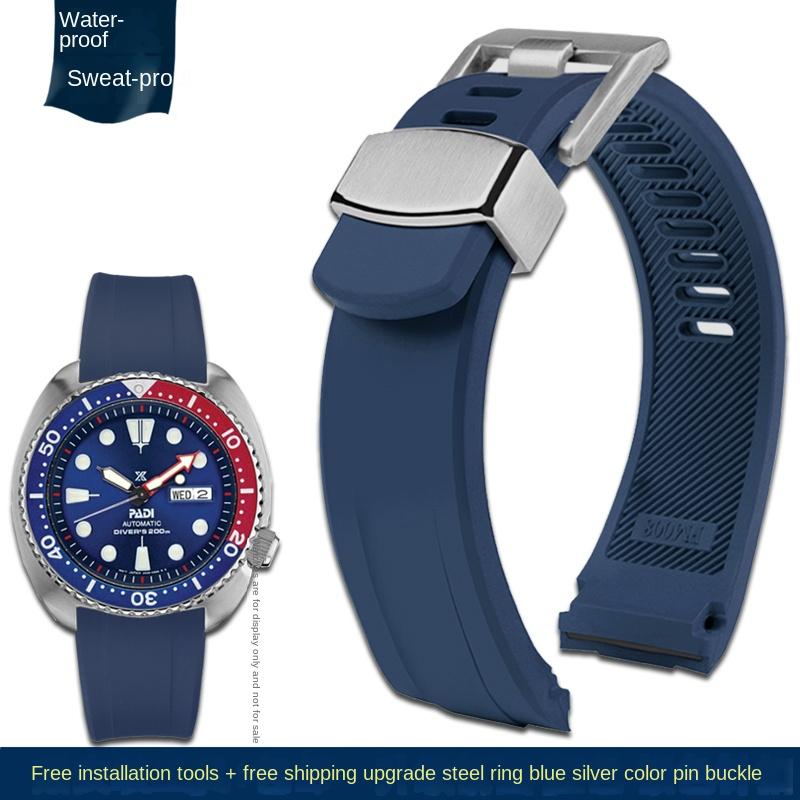 Oblouková přezka Řemínek Pro SEIKO PROSPEX cola kroužek SRPA21J1 SRPE99K1 SRP777J SRPC91J1/25J1 Zakřivený gumový řemínek Pánský náramek 22 mm