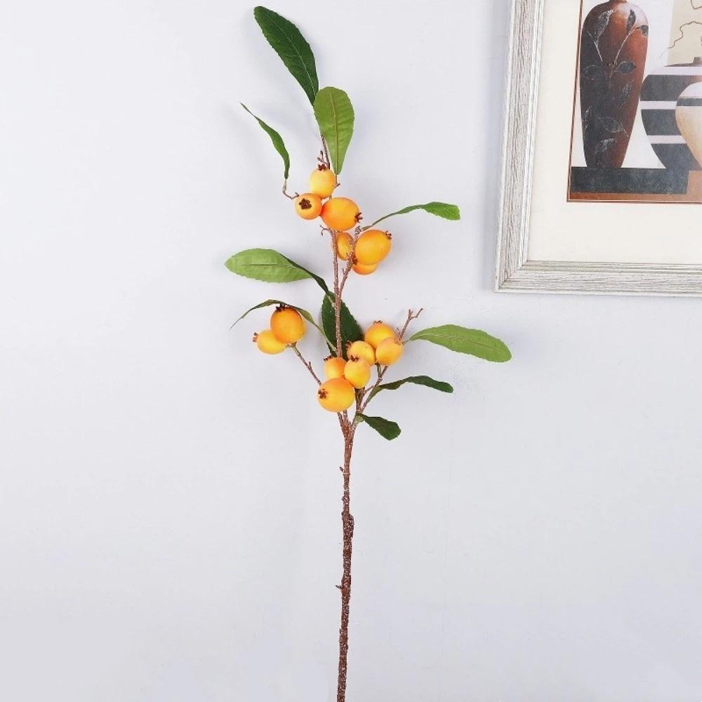 Luxury Artificial Loquat Fruit Branch Faux Loquat Fake Plants Simulation Fruit Tree  Gift